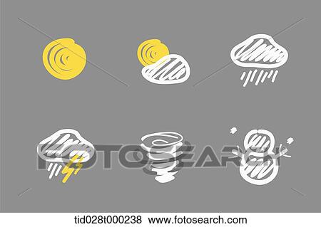 various weather icons View Large Illustration Stock Illustration - various weather icons. Fotosearch
