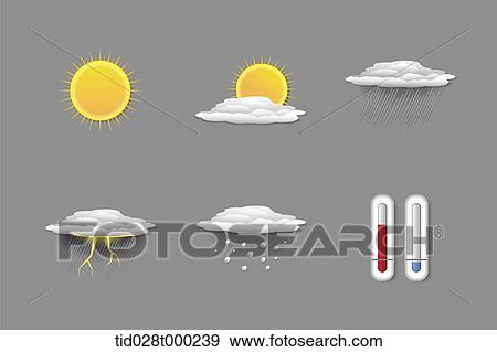 various weather icons View Large Illustration Stock Illustration - various weather icons. Fotosearch