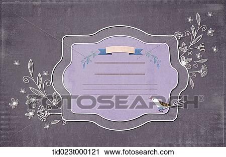 violet postcard with a design of bird View Large Illustration Clip Art - violet postcard with a design of bird. Fotosearch