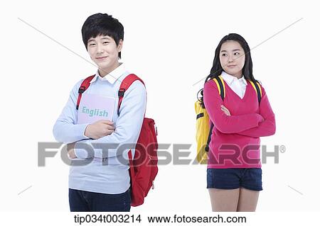 a couple of students standing with their arms folded View Large Photo Image Picture - a couple of students standing with their arms folded . Fotosearch