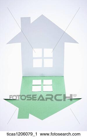 A white house outline with a green shadow View Large Photo Image Stock Image - A white house outline with a green shadow. Fotosearch
