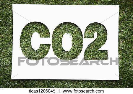 Stock Image - Formula of carbon dioxide CO2 in grass. Fotosearch