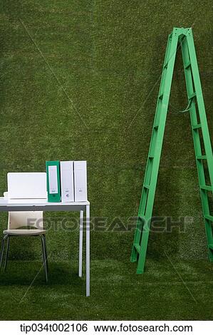 ladder next to the desk View Large Photo Image Stock Photograph - ladder next to the desk. Fotosearch