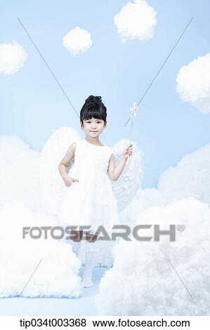 little girl with looks of angel on the clouds View Large Photo Image Stock Photo - little girl with looks of angel on the clouds. Fotosearch