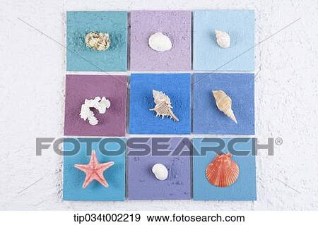 shells blue square tiles View Large Photo Image Stock Photo - shells blue square tiles . Fotosearch