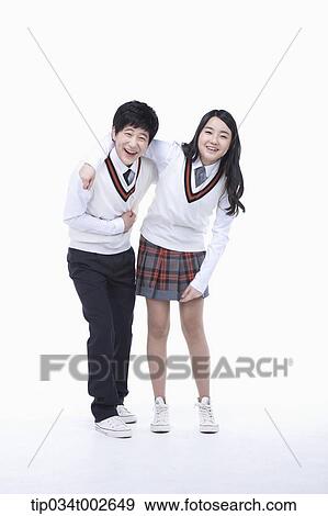 Stock Photo - students putting arms around each other's shoulder. Fotosearch