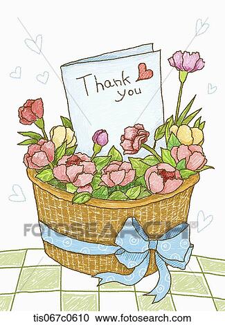 A basket of carnation with thank you card View Large Photo Image Stock Image - A basket of carnation with thank you card. Fotosearch
