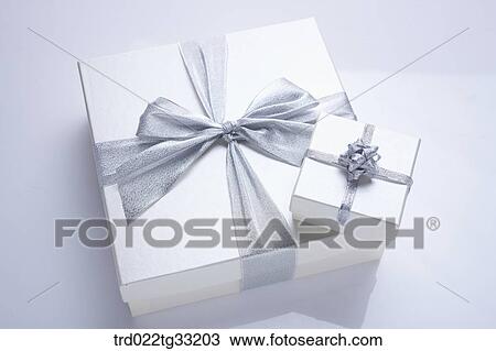 Stock Image - A big gift box and a small gift box. Fotosearch