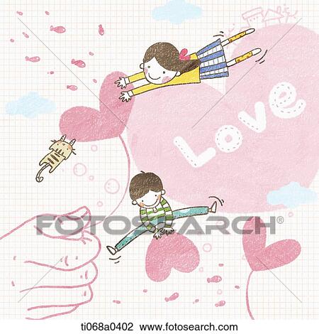 A boy and girl around the heart View Large Photo Image Stock Image - A boy and girl around the heart . Fotosearch