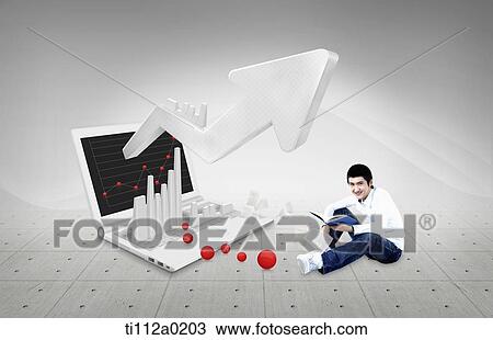 A boy and the laptop with rising chart View Large Photo Image Stock Image - A boy and the laptop with rising chart. Fotosearch