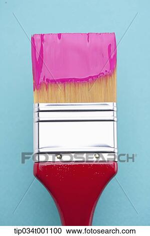 A brush with pink paint View Large Photo Image Stock Image - A brush with pink paint. Fotosearch