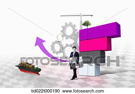 A businessman and business performance chart View Large Photo Image Stock Image - A businessman and business performance chart. Fotosearch