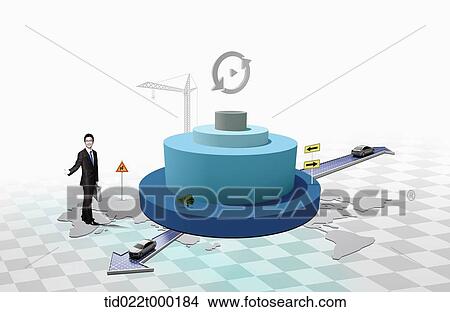 A businessman and industry chart View Large Photo Image Picture - A businessman and industry chart . Fotosearch