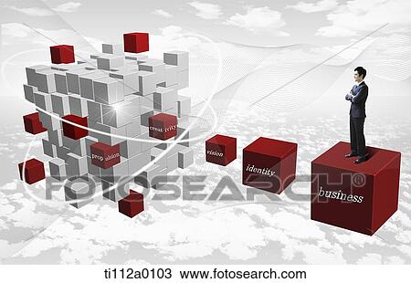 A businessman standing on corporate philosophy block View Large Photo Image Stock Image - A businessman standing on corporate philosophy block. Fotosearch