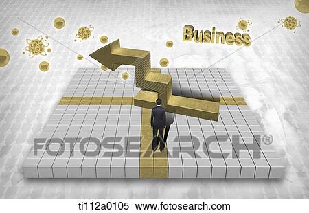 A businessman standing on golden arrow board View Large Photo Image Stock Photography - A businessman standing on golden arrow board. Fotosearch