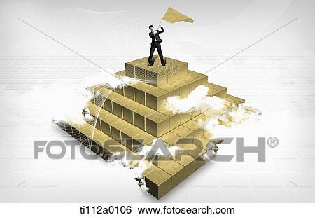 A businessman standing on golden stage with flag View Large Photo Image Stock Photograph - A businessman standing on golden stage with flag. Fotosearch