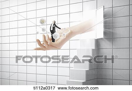 A businessman standing on the hand from the door View Large Photo Image Stock Photo - A businessman standing on the hand from the door. Fotosearch
