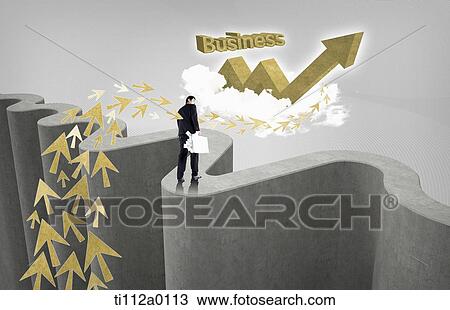 A businessman standing with business golden arrow View Large Photo Image Stock Image - A businessman standing with business golden arrow . Fotosearch