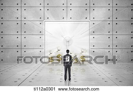 A businessman with question mark looking at bags of money View Large Photo Image Stock Image - A businessman with question mark looking at bags of money. Fotosearch