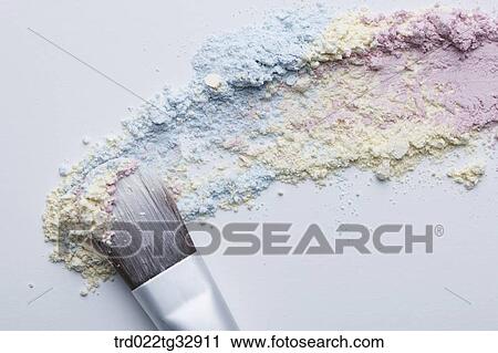A cosmetic brush with colorful powder View Large Photo Image Stock Image - A cosmetic brush with colorful powder. Fotosearch