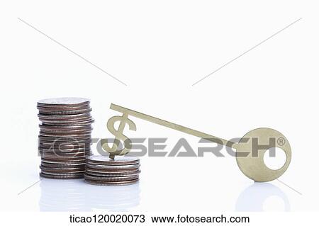 Stock Image - A dollar key on the coin . Fotosearch