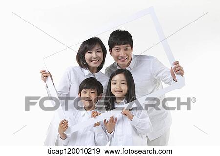 Stock Photo - A family in the white frame. Fotosearch