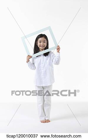 Stock Photo - A girl with white frame. Fotosearch