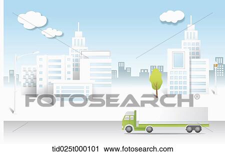 A green truck in the downtown View Large Photo Image Stock Image - A green truck in the downtown. Fotosearch