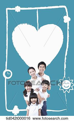 A happy family with white and blue heart View Large Photo Image Stock Photograph - A happy family with white and blue heart . Fotosearch