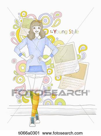 A lady wearing young style outfit View Large Photo Image Stock Image - A lady wearing young style outfit. Fotosearch