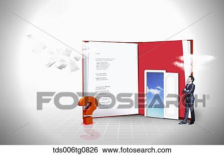 A man standing by the book and question mark View Large Photo Image Stock Photograph - A man standing by the book and question mark. Fotosearch