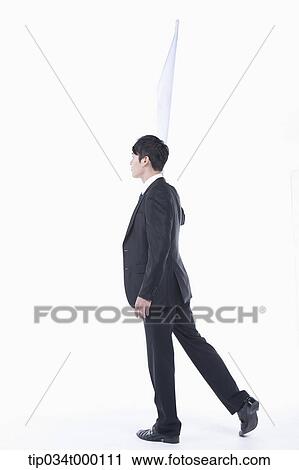 Stock Image - A man with white flag. Fotosearch