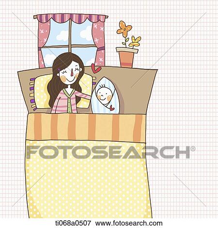 A mother and baby lying in the bed View Large Photo Image Stock Photo - A mother and baby lying in the bed. Fotosearch