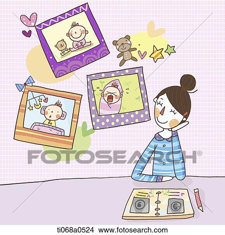 A mother collecting the photographs of baby View Large Photo Image Picture - A mother collecting the photographs of baby . Fotosearch
