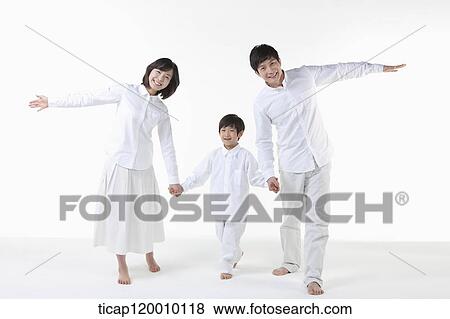 A smiling family with their arms open View Large Photo Image Stock Photo - A smiling family with their arms open . Fotosearch