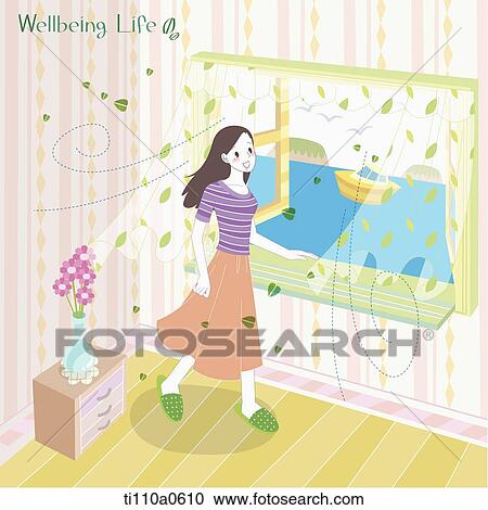 A woman feeling the wind by the window View Large Photo Image Stock Image - A woman feeling the wind by the window. Fotosearch