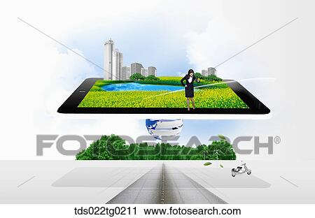 A woman on the green screen looking down to the road View Large Photo Image Stock Image - A woman on the green screen looking down to the road. Fotosearch