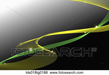 Stock Photo - Abstractive image of black background and yellow, green lines. Fotosearch