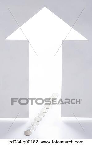 arrow sign and coins in a row View Large Photo Image Stock Image - arrow sign and coins in a row. Fotosearch
