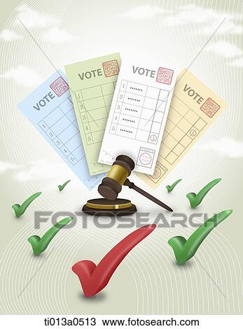 Ballot paper, gavel, and check mark View Large Photo Image Stock Image - Ballot paper, gavel, and check mark . Fotosearch