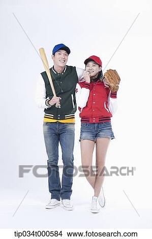 Picture - Baseball supporters with baseball equipment. Fotosearch