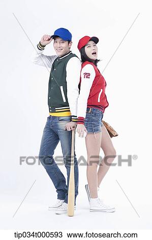 Stock Image - Baseball supporters with baseball equipment. Fotosearch