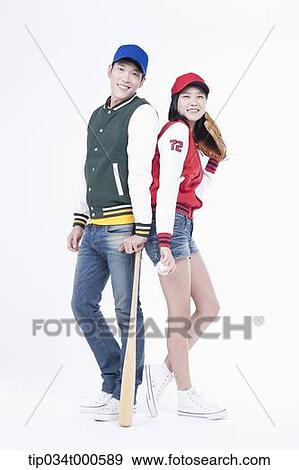 Stock Photo - Baseball supporters with baseball equipment. Fotosearch