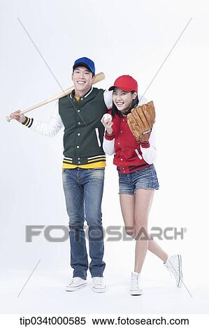 Stock Photography - Baseball supporters with baseball equipment. Fotosearch