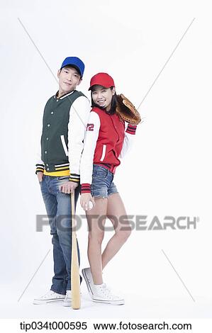 Stock Photography - Baseball supporters with baseball equipment. Fotosearch