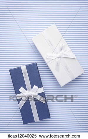 Stock Photography - Blue and white gift box. Fotosearch