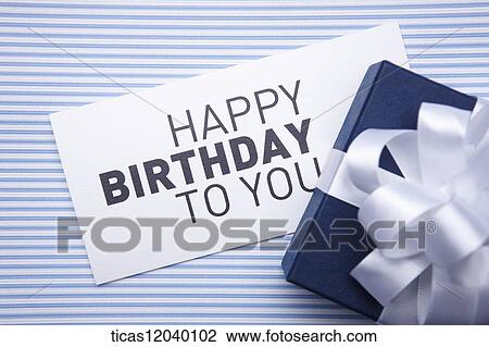 Blue gift box and birthday card View Large Photo Image Stock Image - Blue gift box and birthday card. Fotosearch