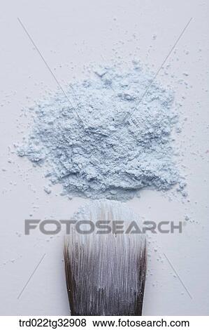 Stock Photo - Blue powder and cosmetic brush. Fotosearch