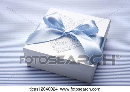 Blue ribbon gift box View Large Photo Image Picture - Blue ribbon gift box. Fotosearch
