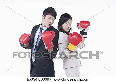 Stock Photo - Boxing man and woman . Fotosearch